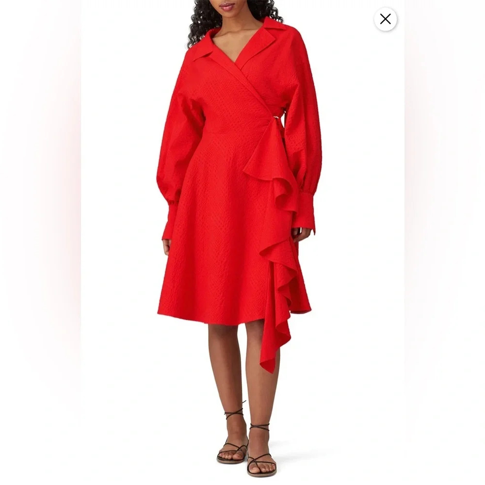 ADEAM | Textured Wrap Dress | Size Large
